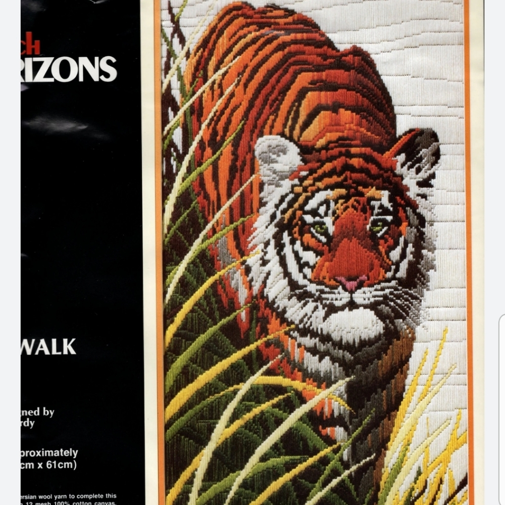 Monarch Horizons Tiger Walk Cross Stitch Kit  100% Persian Pure Wool